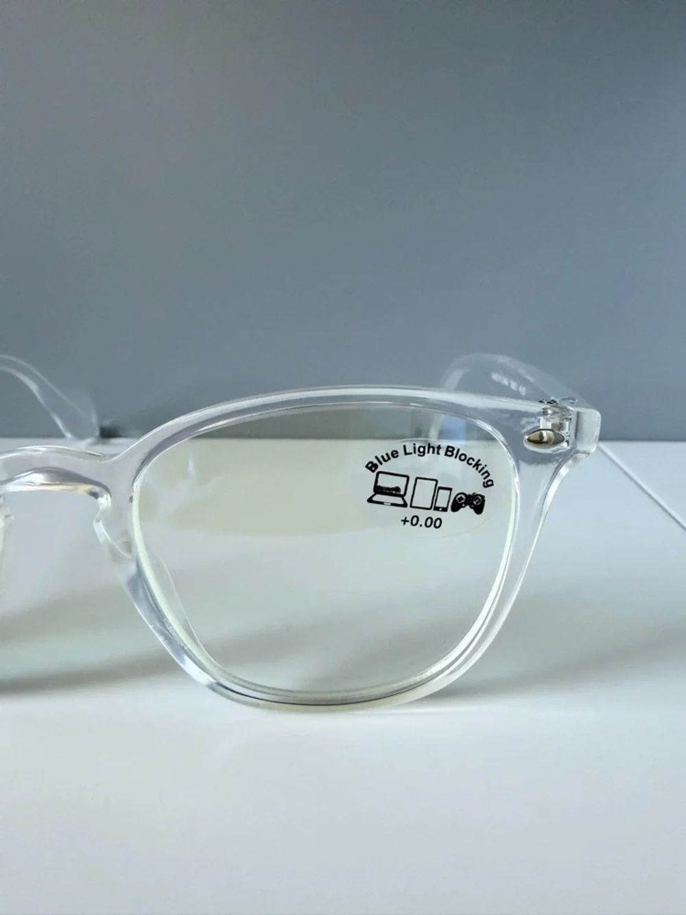 ASOS AJ Morgan clear transparent blue light blocking eye glasses